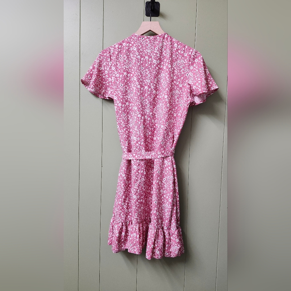 Floral Pink Wrap Dress - Picture 2 of 6